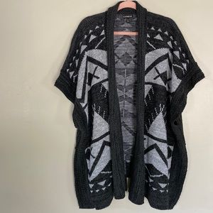 Express Aztec Poncho Sweater - One Size